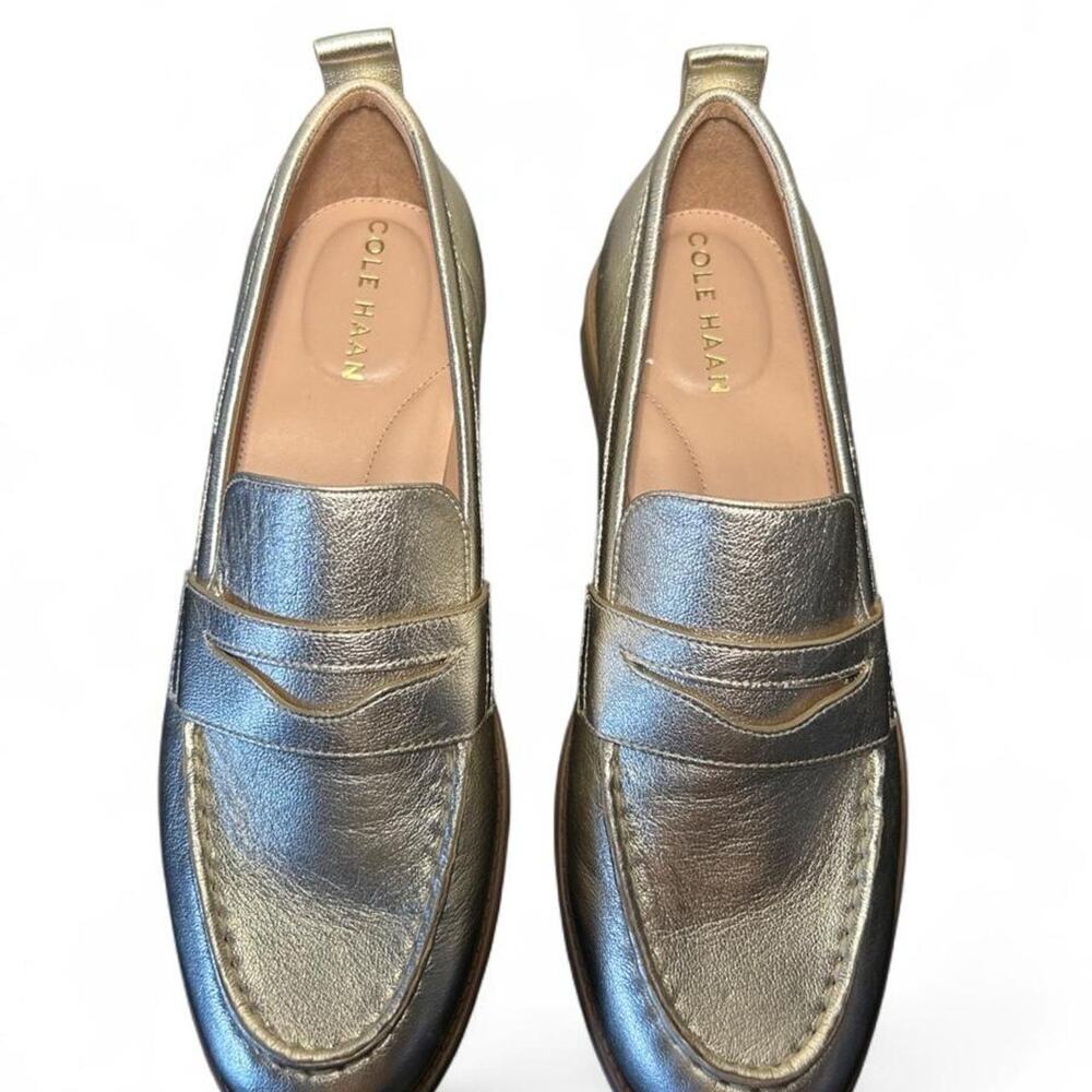 Cole haan gold metallic loafers